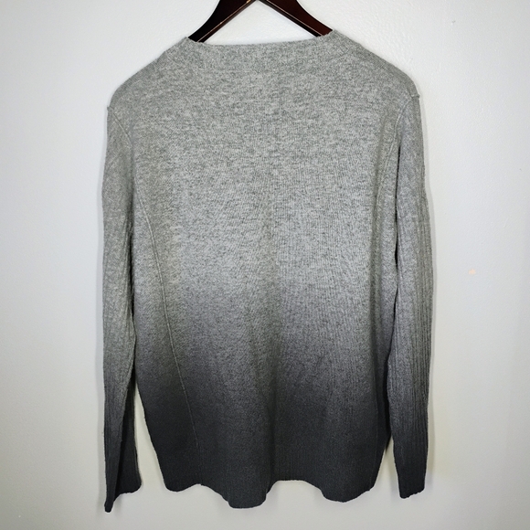 Splendid Divine Cashmere Sweater Gray Charcoal Dip Dye Ribbed Size Medium - Picture 5 of 14
